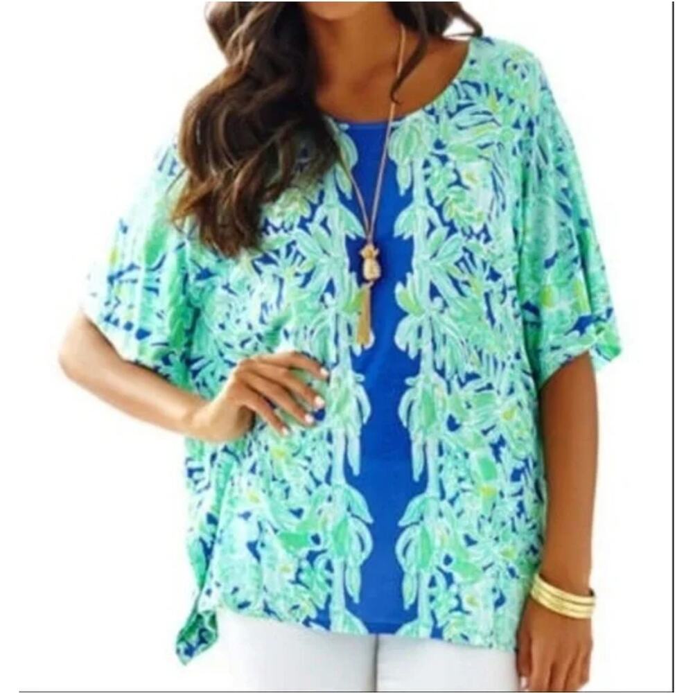 Lilly Pulitzer Koala Of The Wild Copper Caftan Blue Green Pullover Top S M